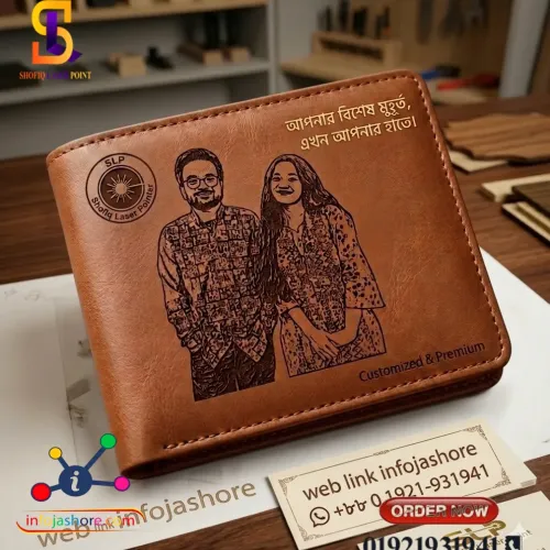 কাস্টমাইজড ফটো এনগ্রেভড প্রিমিয়াম লেদার ওয়ালেট